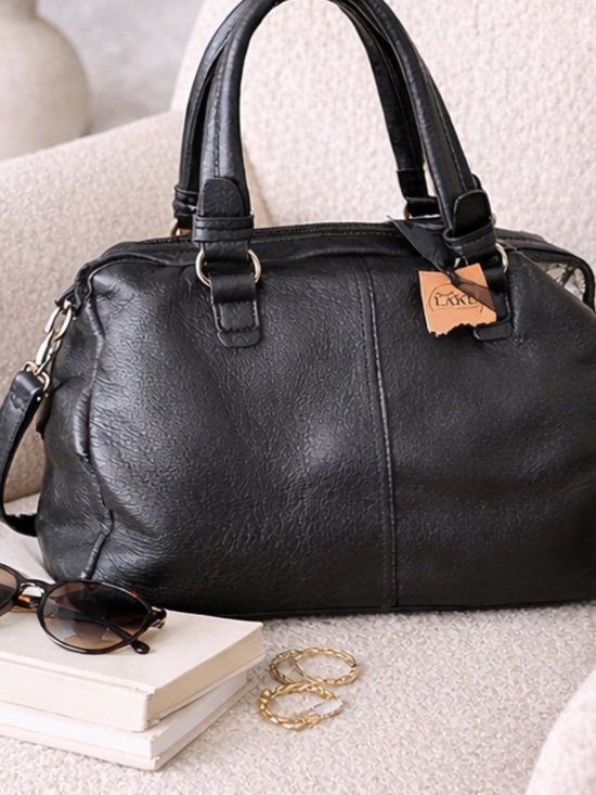 None Handbags - Black Vegan Leather Satchel Handbag - NWT Unknown Brand